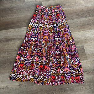 Boden Grace Crinkle Pink Patterned Maxi Skirt - Size 6
